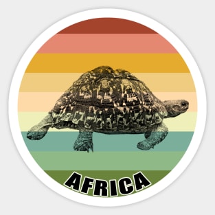 Leopard Tortoise on Vintage Retro Africa Sunset Sticker